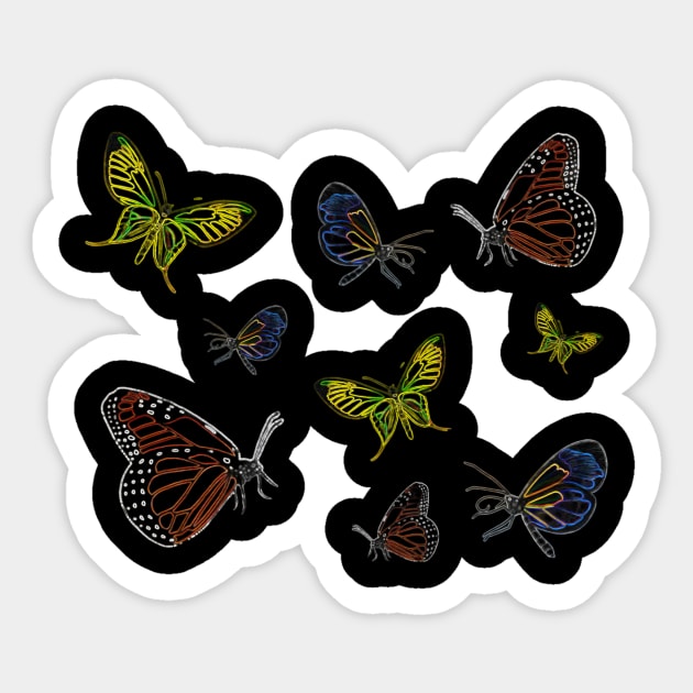 Neon Butterflies Sticker by ArtAndBliss